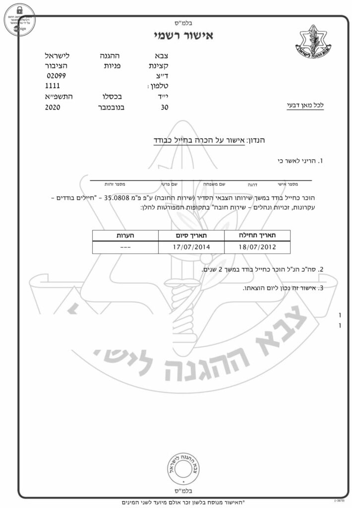 אישור חייל בודד